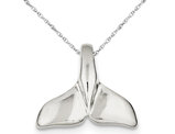 Whale Tail Charm Pendant Necklace in Sterling Silver with Chain